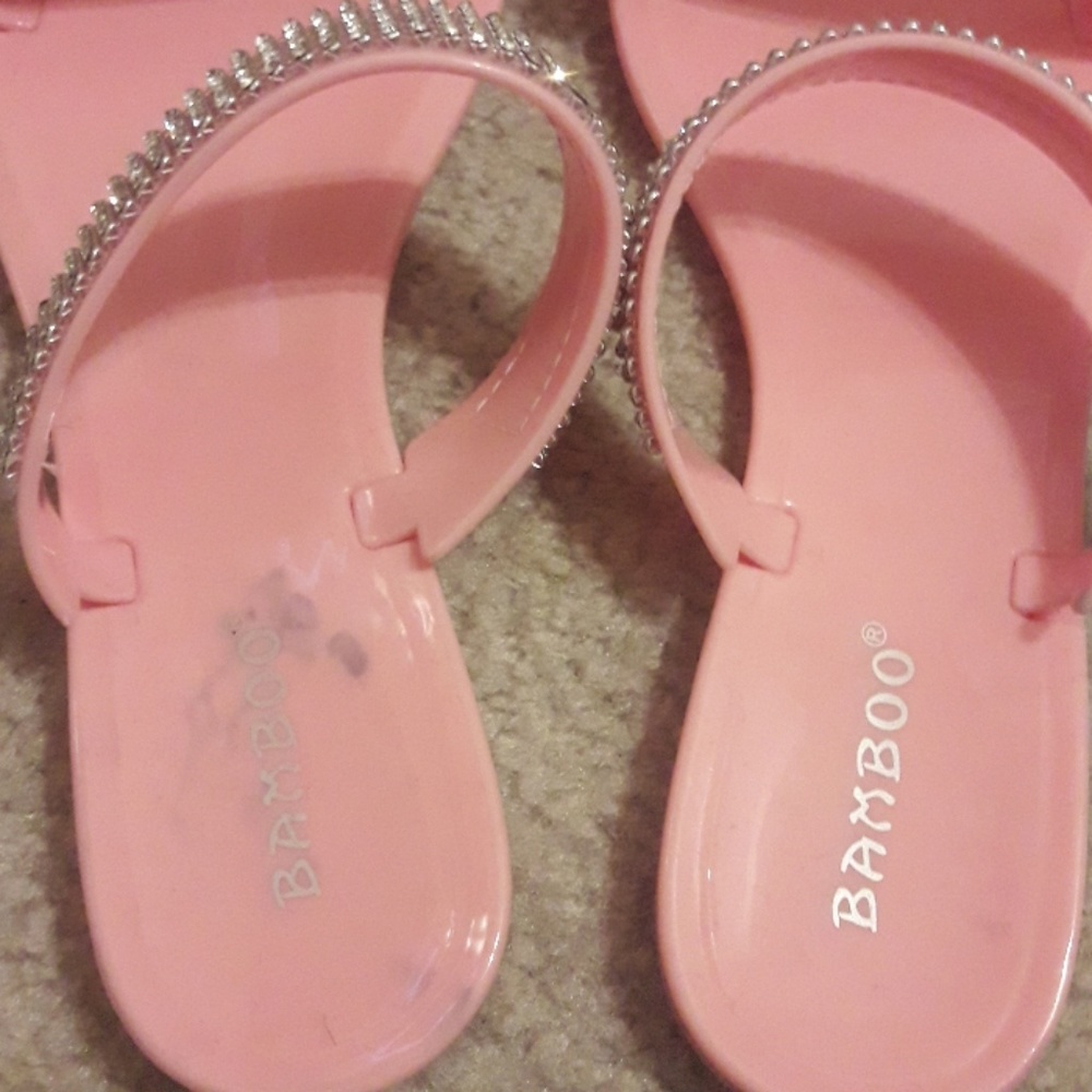 Pink Plastic Rhinestone Sandals - Picture 4 of 5